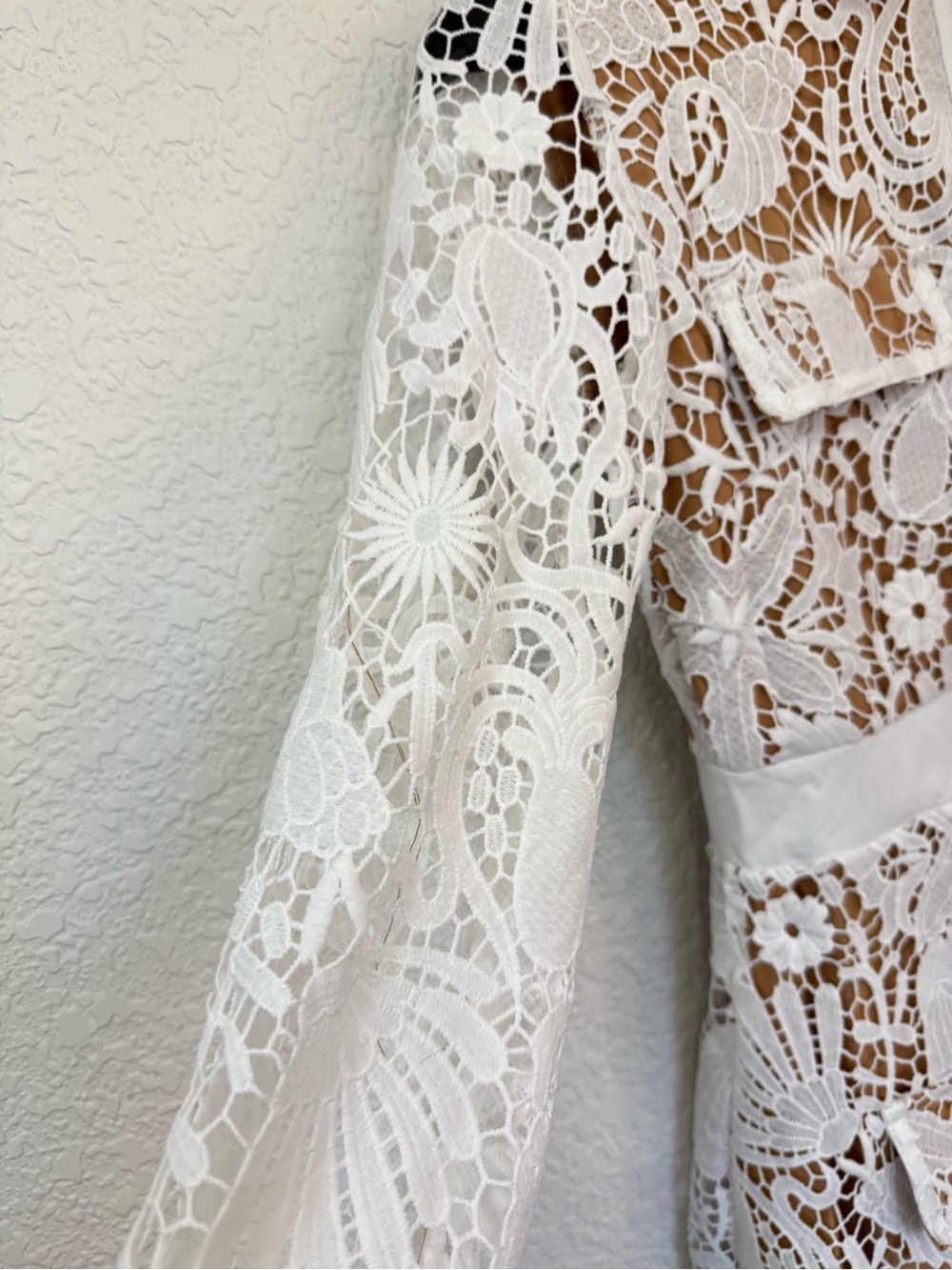 Peekskill Self-Portrait Lace Dress | White Sheer Overlay Romantic | Size M - Picture 13 of 15